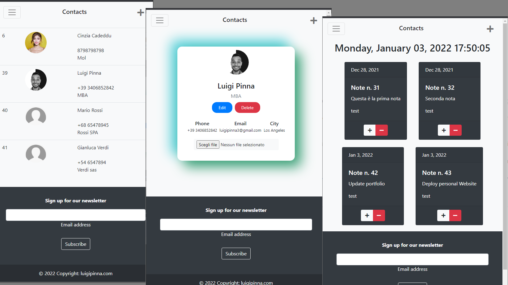 Agenda Contacts — screenshot