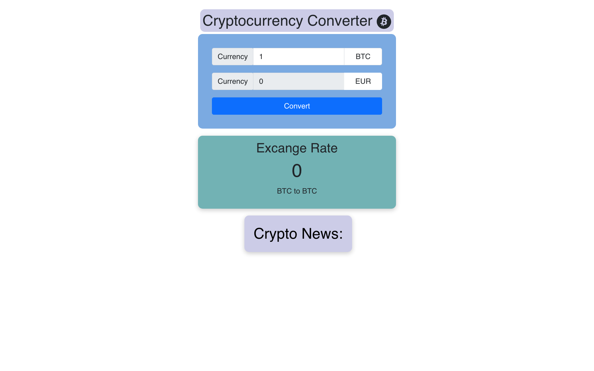 Cryptocurrency Converter — screenshot